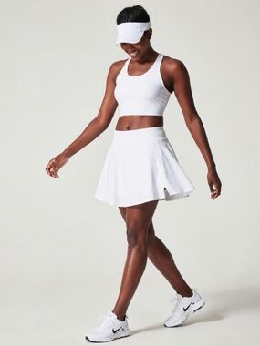 SPANX Tennis Skirt Skort Built-In Shorts NWT XL White Athletic Golf Pickleball
